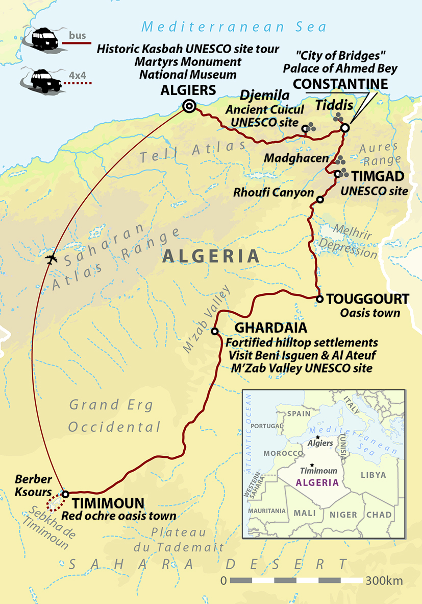 tourhub | Wild Frontiers | Algeria: Crossroads Of The Maghreb | Tour Map