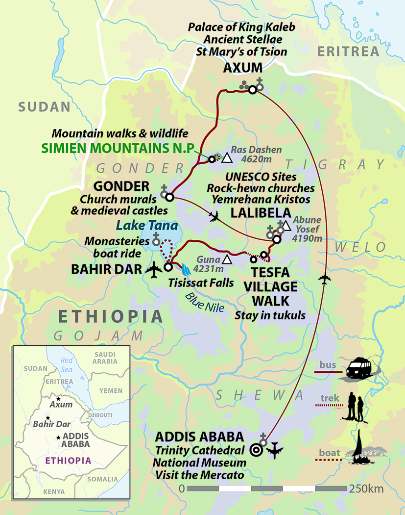 tourhub | Wild Frontiers | Ethiopia: Northern Explorer (Christmas Departure) | Tour Map