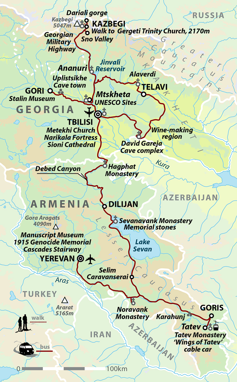 tourhub | Wild Frontiers | Georgia & Armenia: Heartlands Of The Caucasus | Tour Map