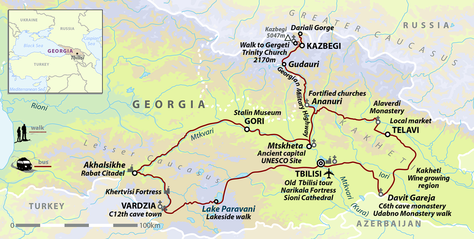 tourhub | Wild Frontiers | Georgia: Land of Myths and Mountains | Tour Map