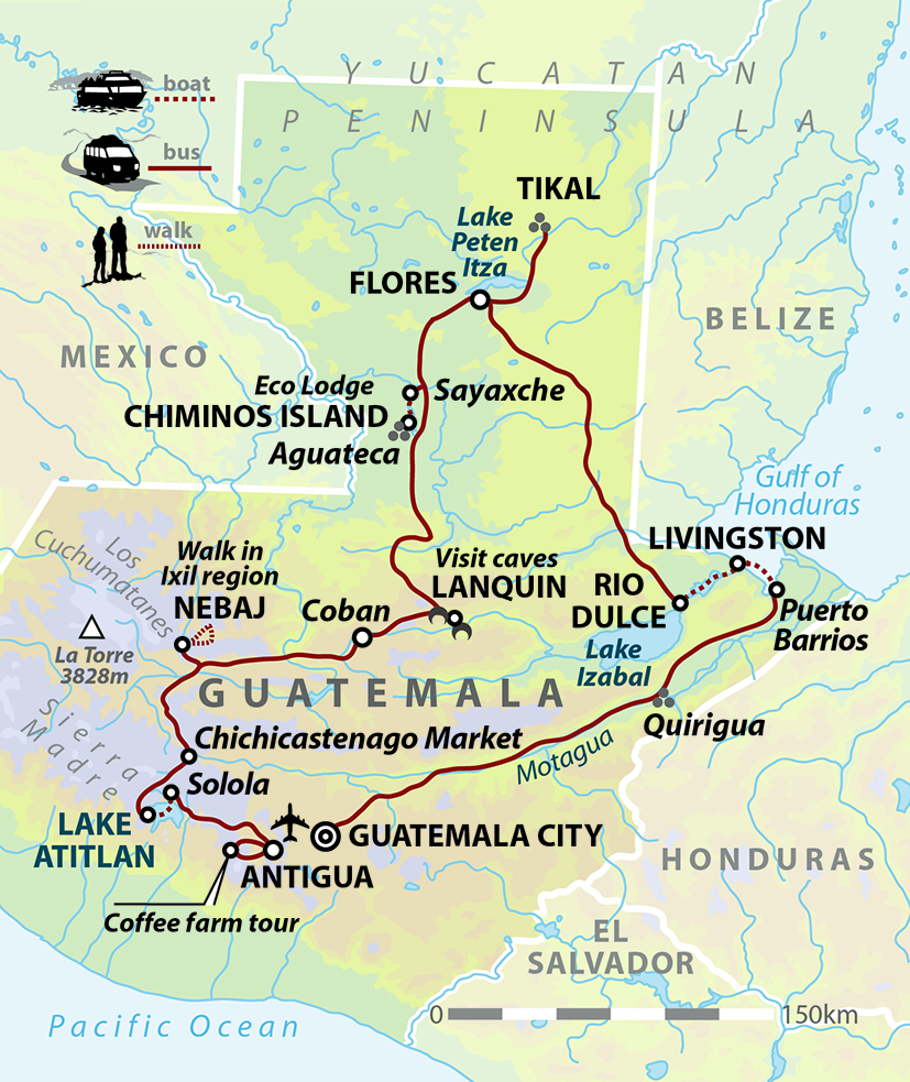 tourhub | Wild Frontiers | Guatemala: Tikal & Beyond | Tour Map