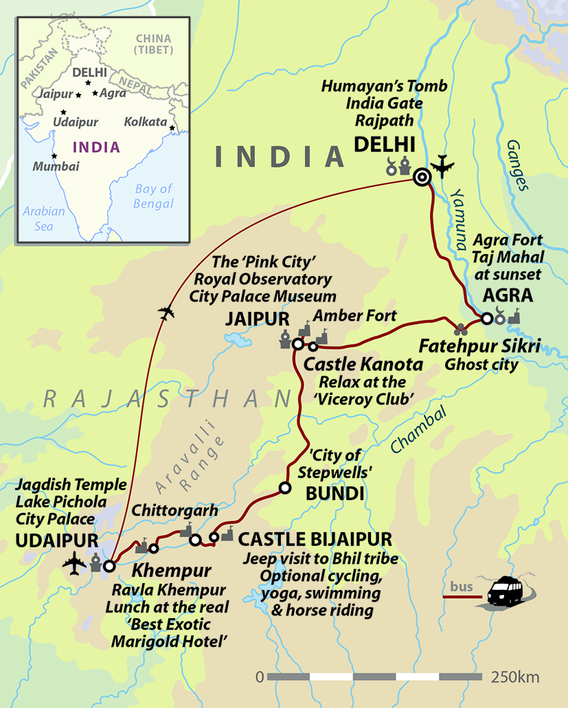 tourhub | Wild Frontiers | India: Classic Rajasthan | Tour Map