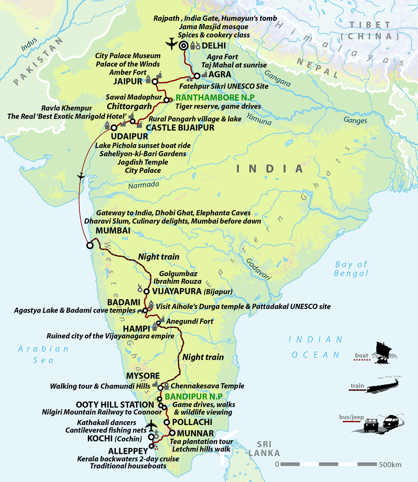 tourhub | Wild Frontiers | The Great Indian Adventure | Tour Map