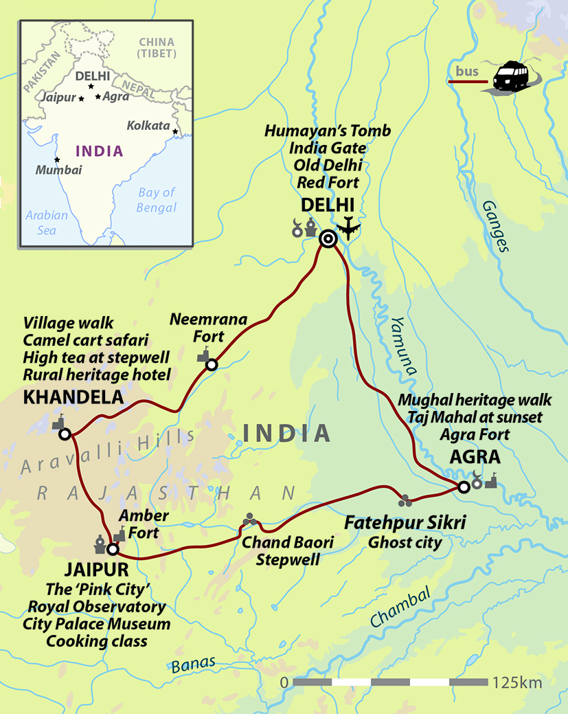 tourhub | Wild Frontiers | Rajasthan: Golden Triangle, Maharajas & Rickshaws | Tour Map