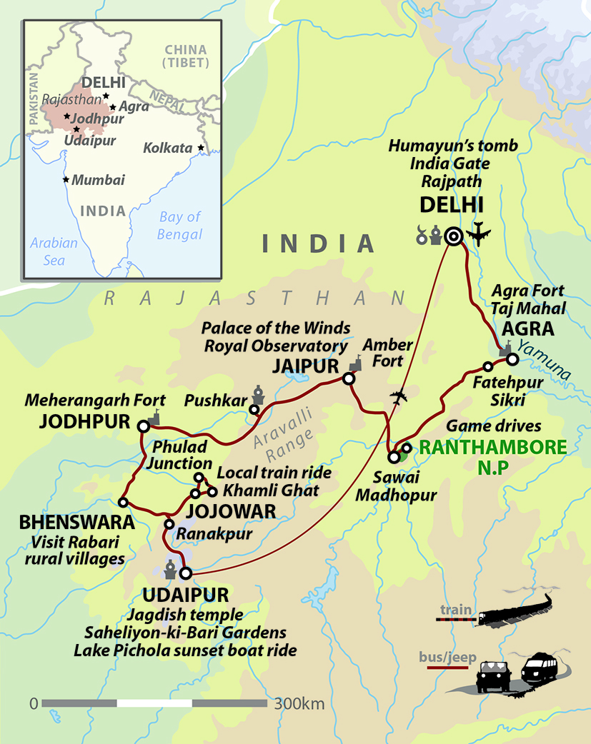 tourhub | Wild Frontiers | Rajasthan: Taj, Temples & Tigers | Tour Map