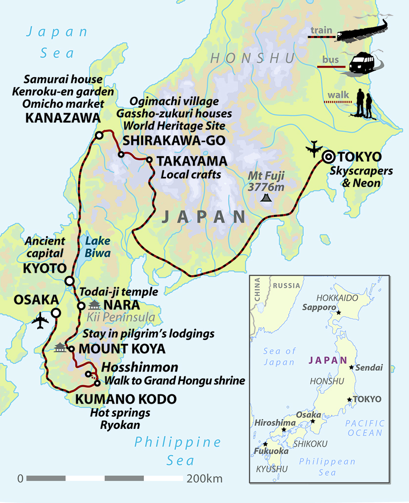 tourhub | Wild Frontiers | Japan: Land Of The Samurai (Autumn Colours Departure) | Tour Map