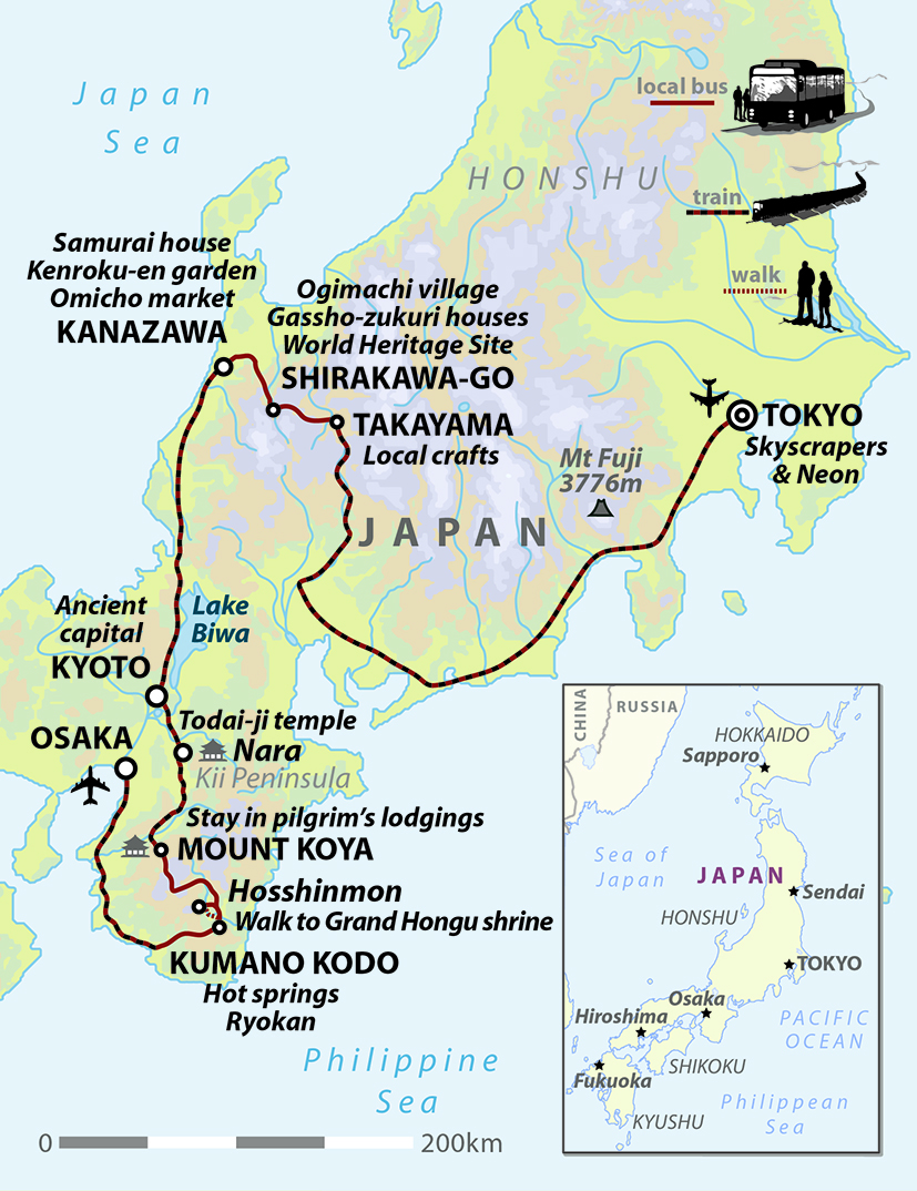 tourhub | Wild Frontiers | Japan: Land Of The Samurai (Autumn Colours Departure) | Tour Map