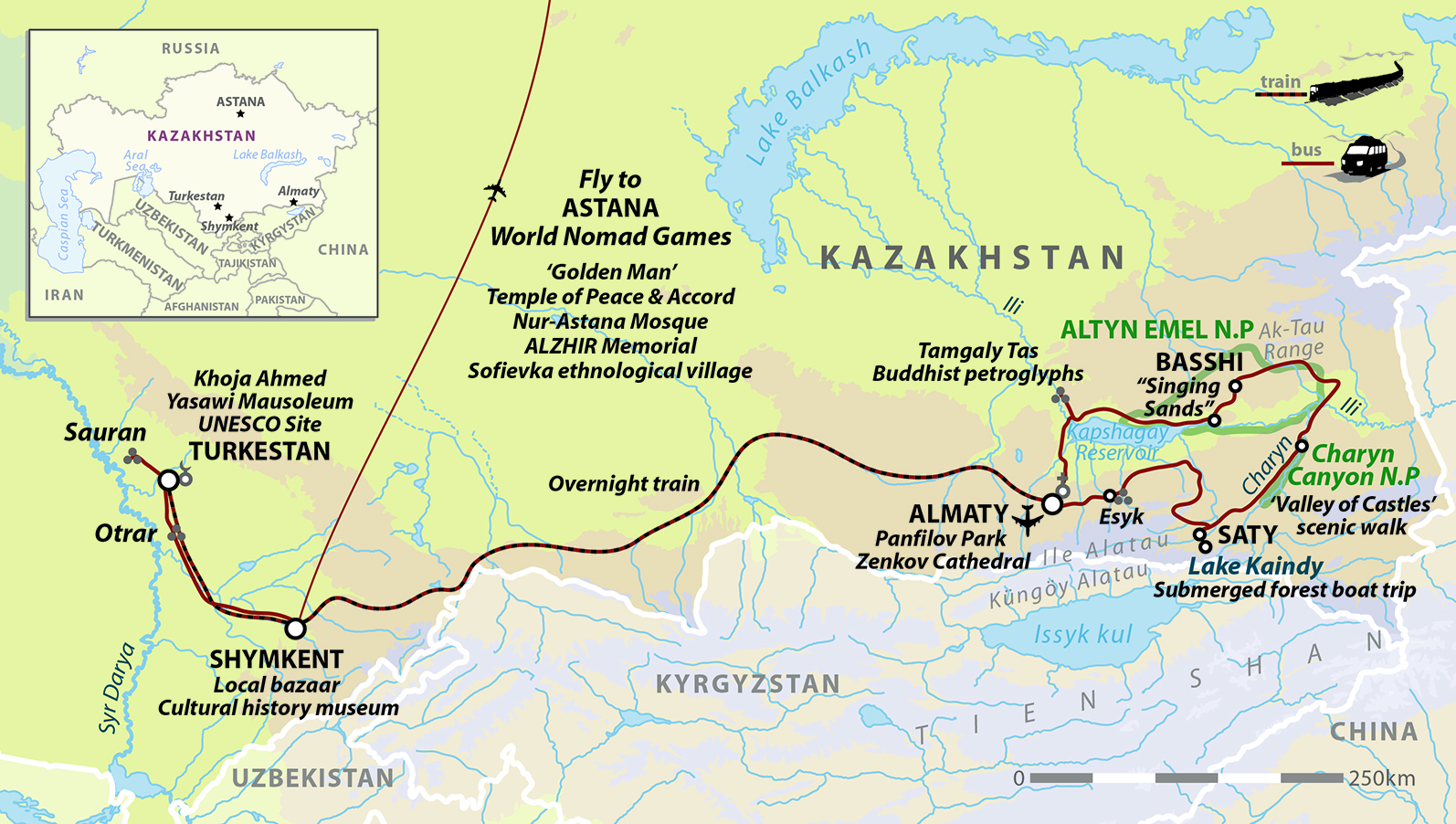 tourhub | Wild Frontiers | Kazakhstan: World Nomad Games | Tour Map