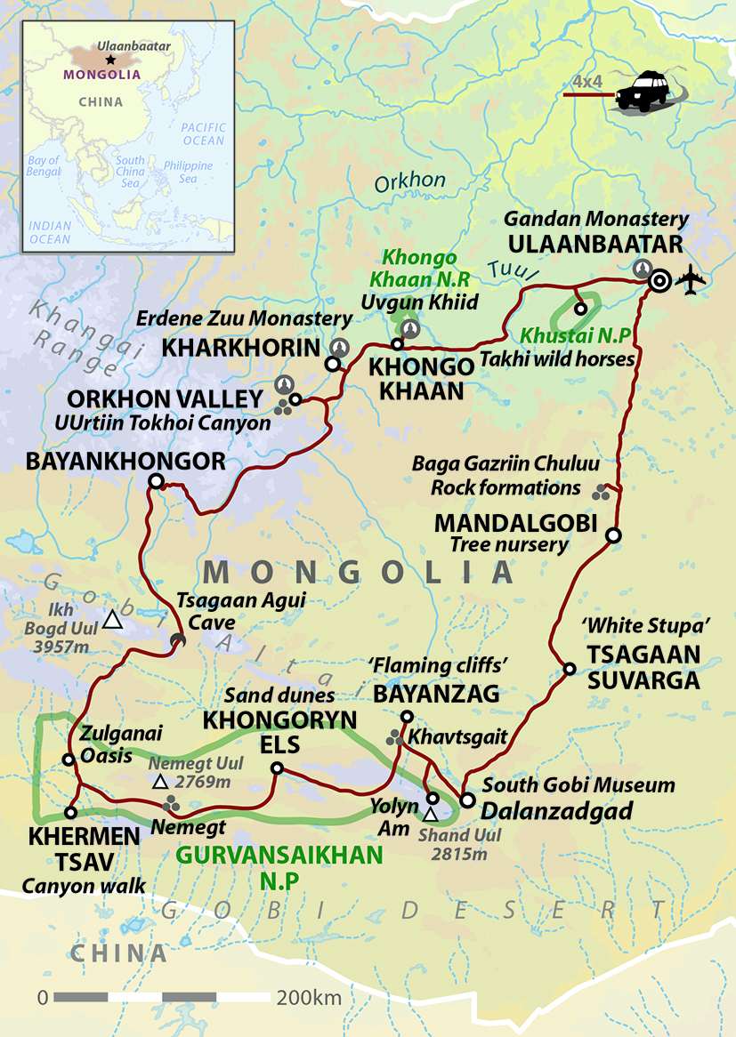 tourhub | Wild Frontiers | Mongolia: Land of the Great Khan | Tour Map