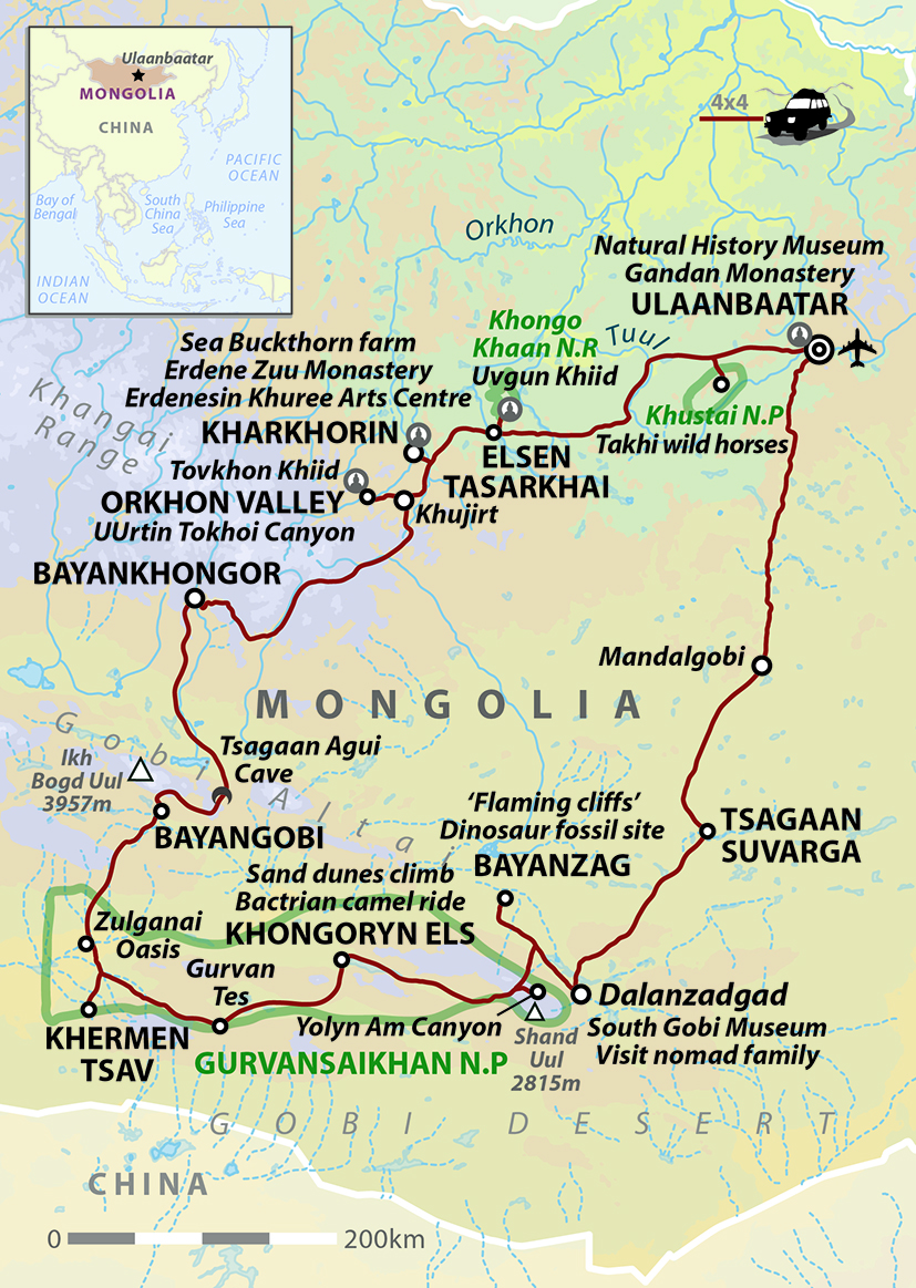 tourhub | Wild Frontiers | Mongolia: Land of the Great Khan | Tour Map