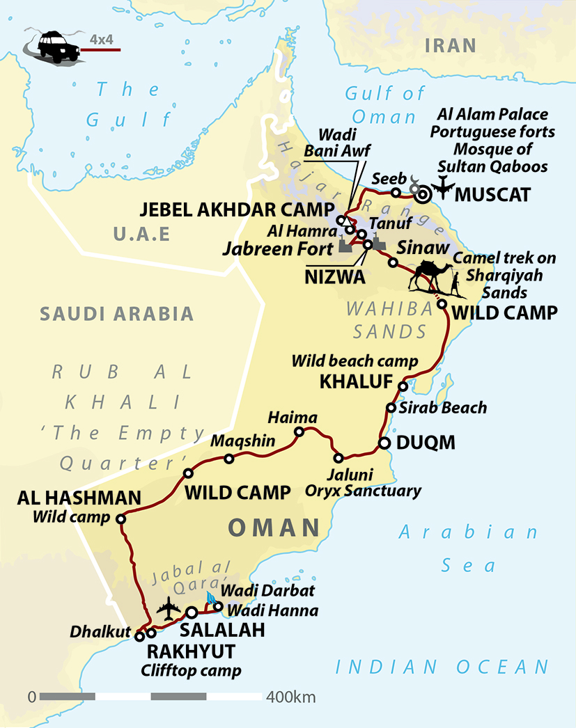 tourhub | Wild Frontiers | Discover the Sultanate of Oman with Mark Evans | Tour Map