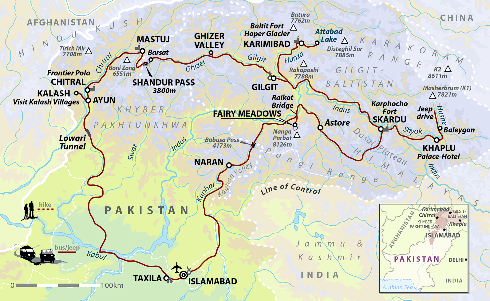 tourhub | Wild Frontiers | Pakistan: Summer Mountain Explorer | Tour Map