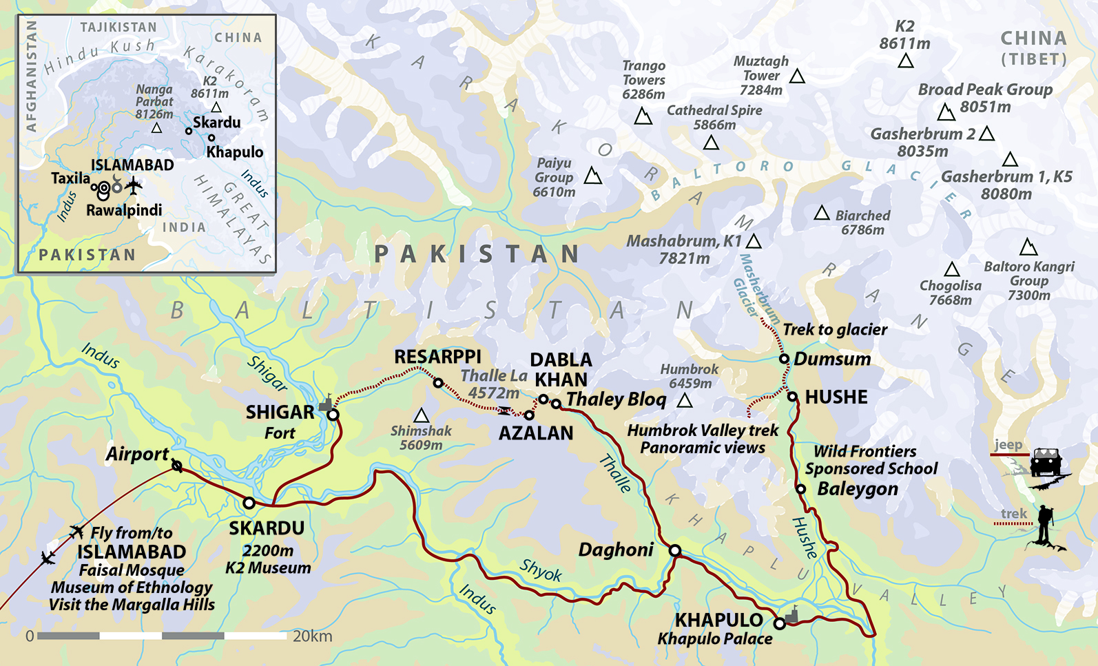 tourhub | Wild Frontiers | Walking in Pakistan: Journey to the Roof Of The World | Tour Map