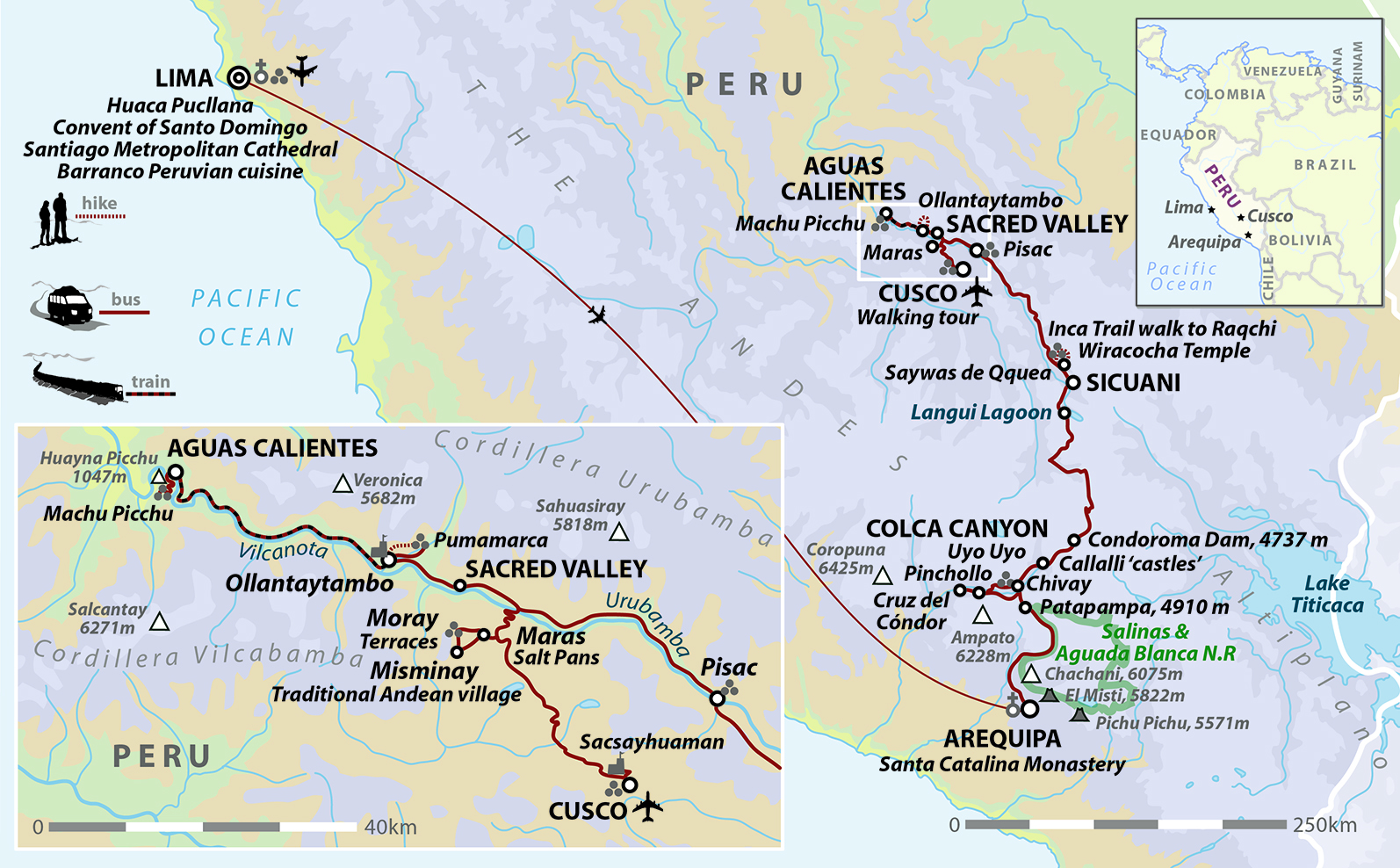 tourhub | Wild Frontiers | Peru: Across The Andes to Machu Picchu | Tour Map