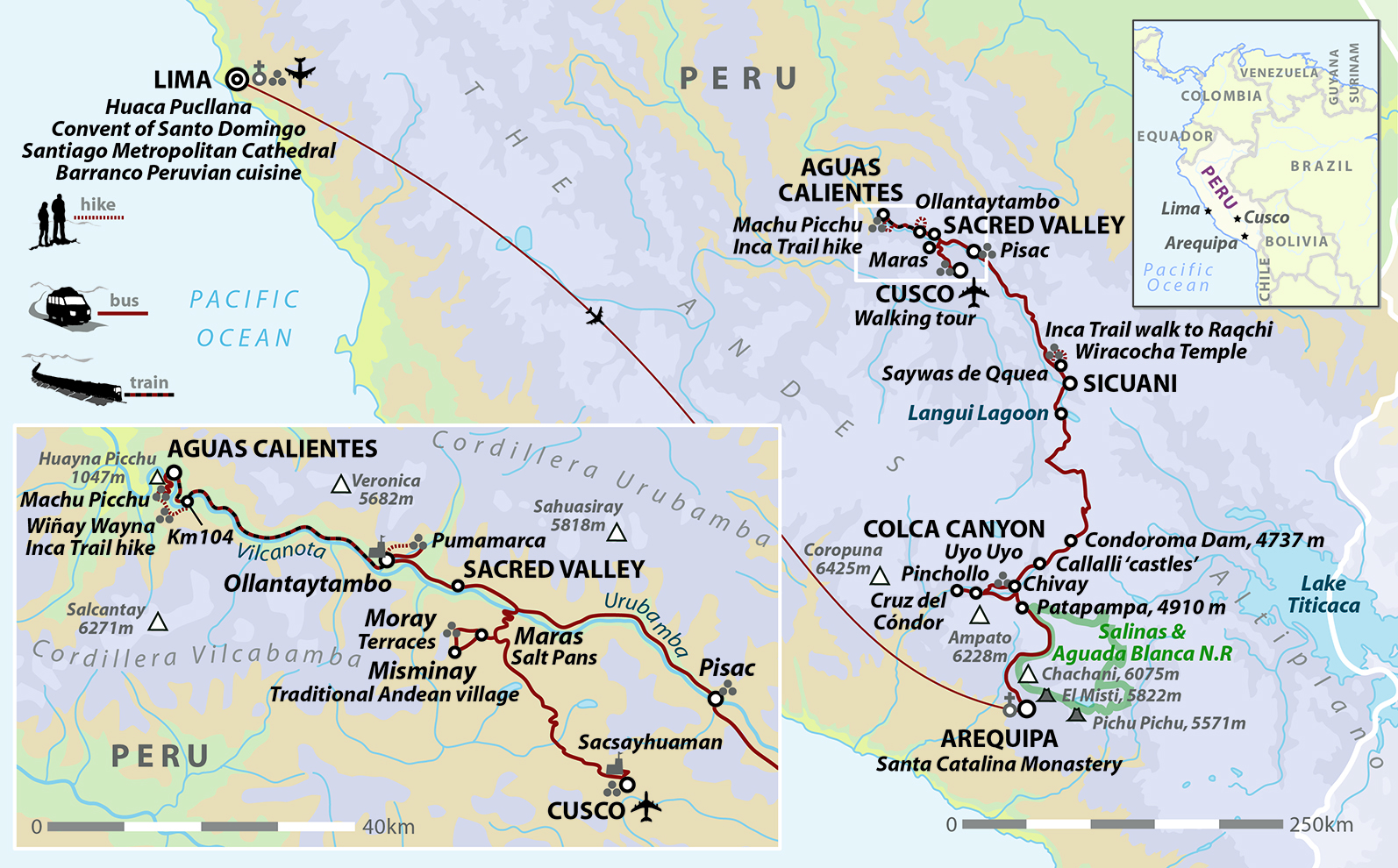 tourhub | Wild Frontiers | Peru: Across The Andes to Machu Picchu | Tour Map