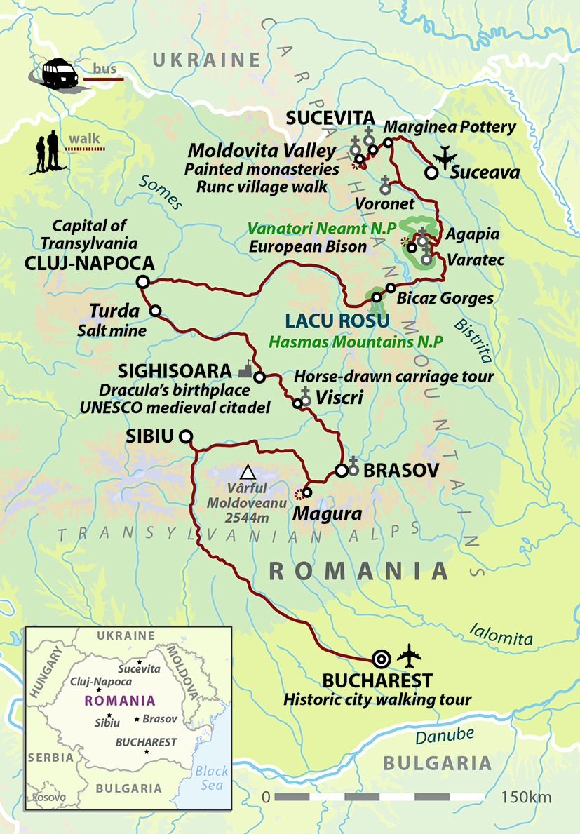 tourhub | Wild Frontiers | Romania: Across The Carpathians To Transylvania | Tour Map