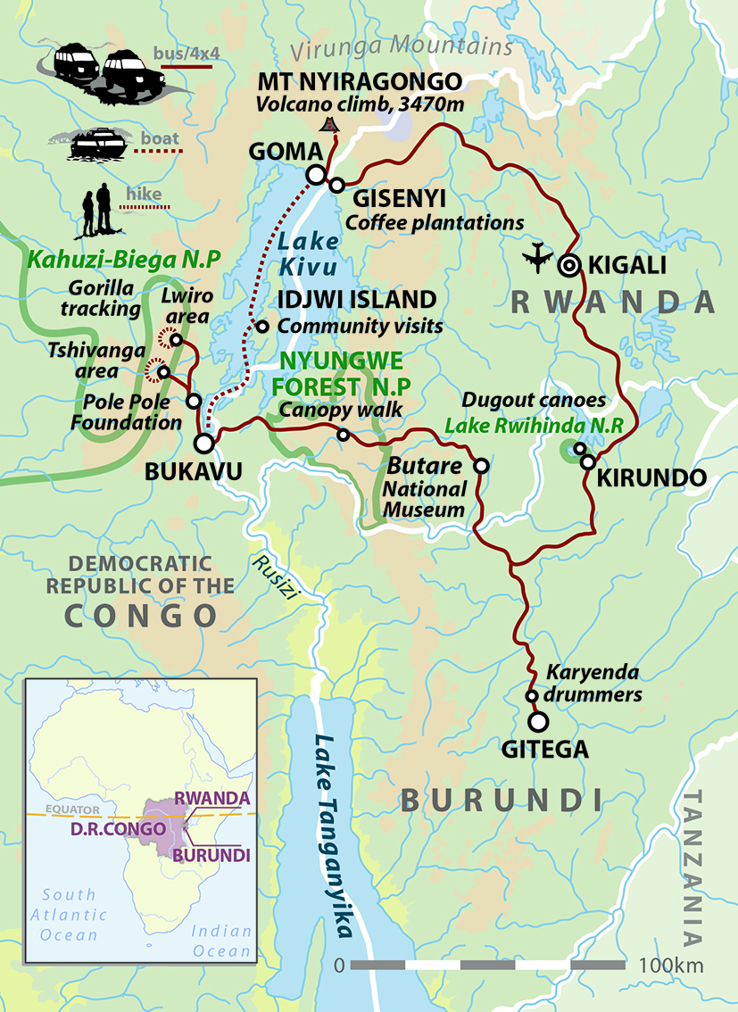 tourhub | Wild Frontiers | Gorillas in Africa's Midst | Tour Map