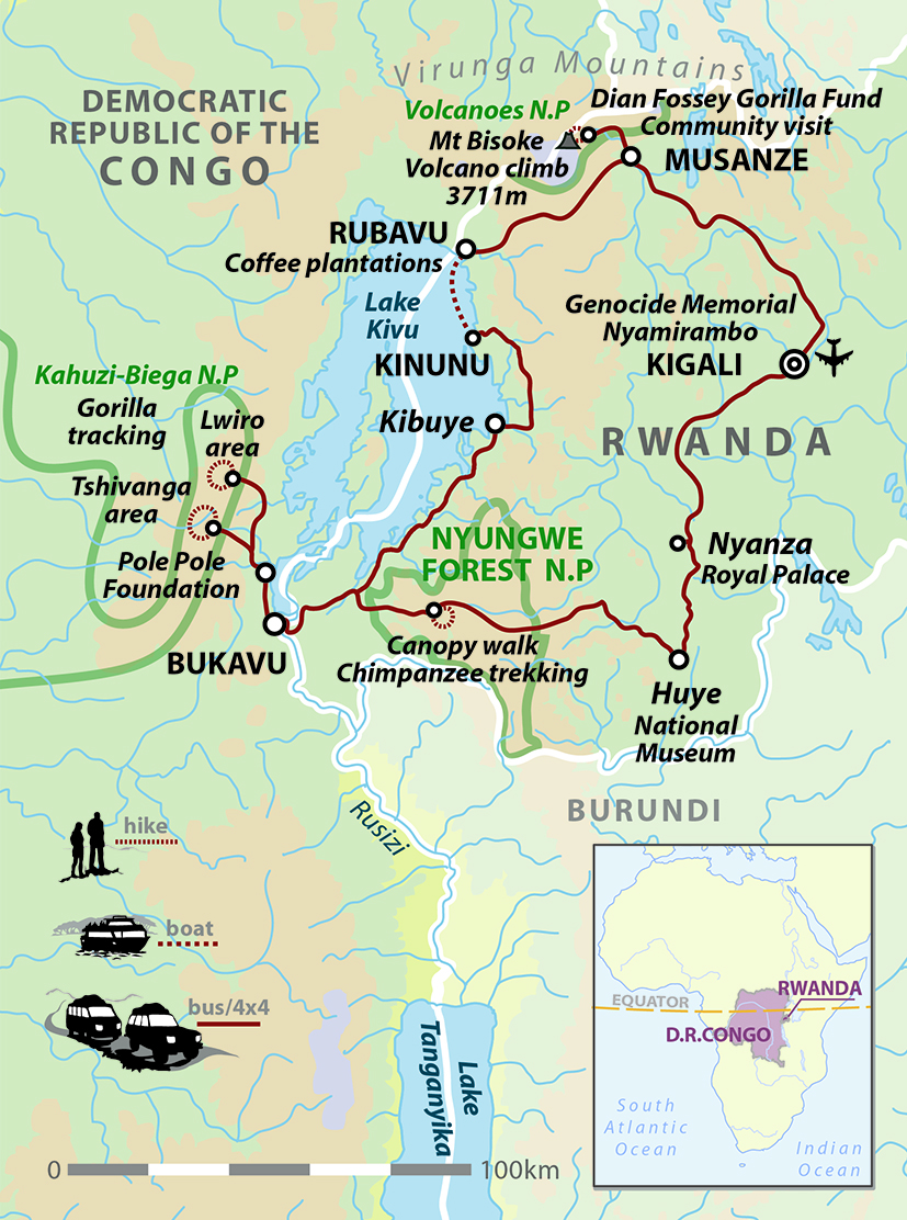 tourhub | Wild Frontiers | Gorillas In Africa’s Midst | Tour Map