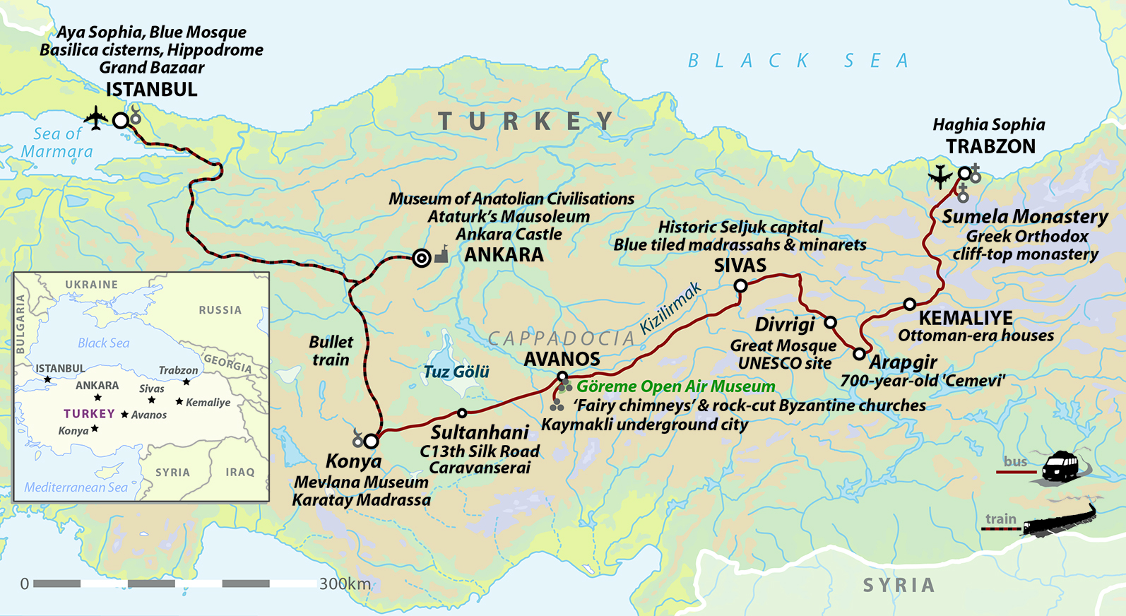 tourhub | Wild Frontiers | Turkey: Across The Anatolian Plateau to Istanbul | Tour Map