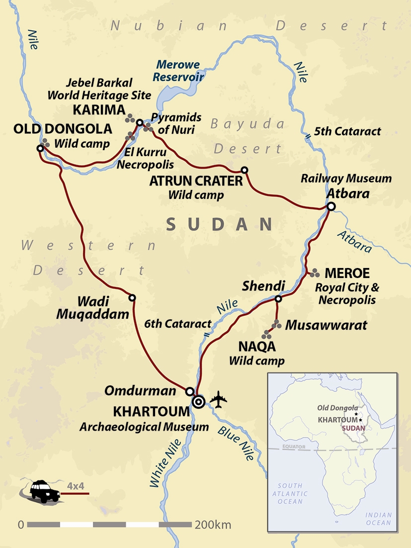tourhub | Wild Frontiers | Beneath the Sands of Sudan | Tour Map