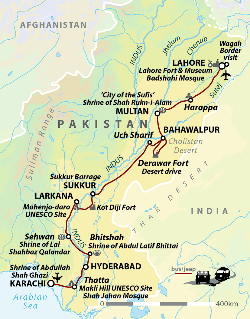 tourhub | Wild Frontiers | Southern Pakistan: Journey Through The Indus Valley | Tour Map