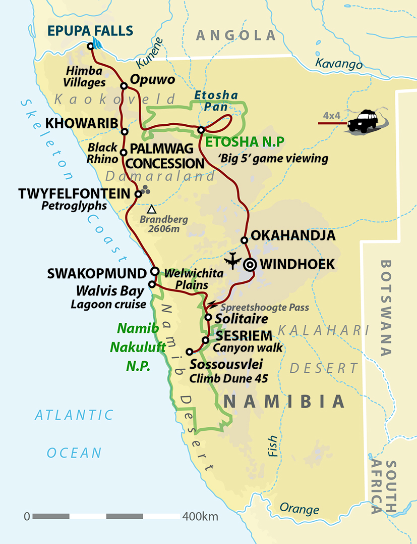 tourhub | Wild Frontiers | Namibia: Sands of Time | Tour Map